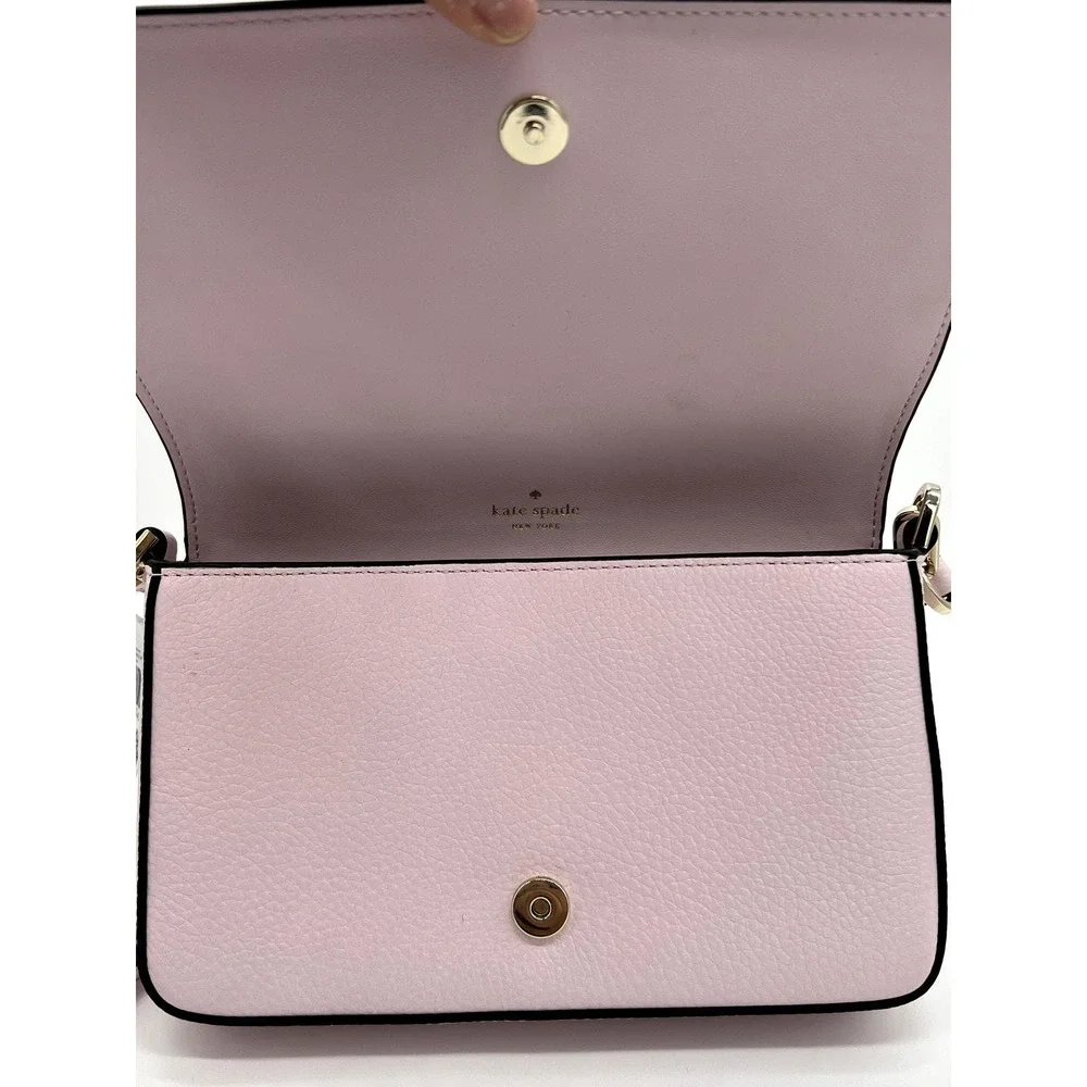 NWT Kate Spade Leno Poweder Pink Small Flip Crossbody Pebbled Leather Pocketbook